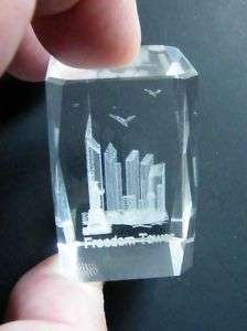 FREEDOM TOWER 3D Laser Engraved Crystals Cube NEW YORK  