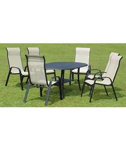 High back Sling Chair Patio Set with Cast Table  