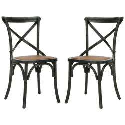 Classical Bradford X Back Antiqued Black Side Chairs (Set of 2 