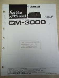 Pioneer Service Manual~GM 3000 Power Amplifier~Original~Repair  