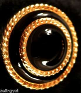St JOHN BLACK ENAMEL AND GOLD DOUBLE RING BUTTON 7/8 NEW  