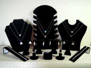 12 Pc Black Velvet Combo Set Necklace~Earring~Ring~Bracelet ~Jewelry 