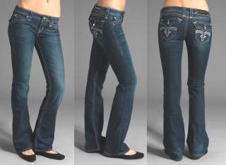 NEW Rock Revival Crystals Flap Pocket Elena Boot Jeans  