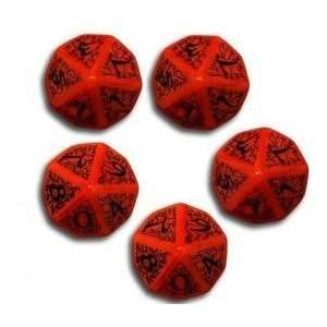  Red and Black Elvish D10 Dice (5) Toys & Games