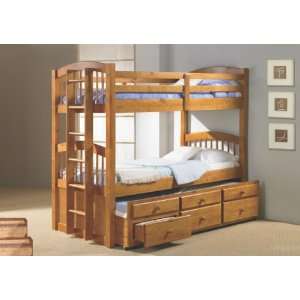  Twin/Twin Angelica Captains Trundle Bunkbed  Honey 