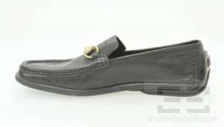 Gucci Black Leather & Brass Horsebit Loafers Size 7.5B  
