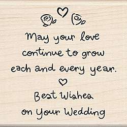   Wood mounted Best Wishes Wedding Rubber Stamp  