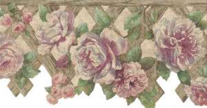 Country Rose and Lattice Wallpaper Border  