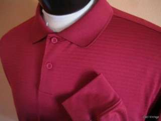 ADIDAS Clima Cool Long Sleeve Mens Size L Maroon Burgundy Golf polo 