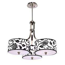 Modern Chrome Chandelier with Three Floral Shades  