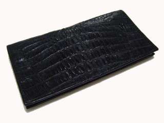XL Real Crocodile Skin Black Leather Checkbook Wallet  