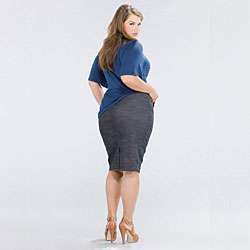 Kiyonna Clothing Womens Plus Size Denim Curvy Pencil Skirt 