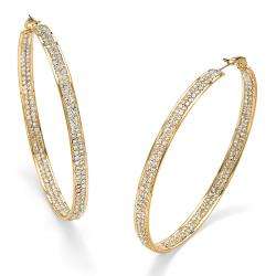 Goldtone Crystal Hoop Earrings  
