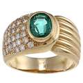   Gold Chatham Emerald and 3/5ct TDW Diamond Estate Ring (H I, SI1 SI2