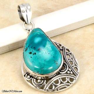 LARGE BOLD TURQUOISE .925 STERLING SILVER PENDANT P288  