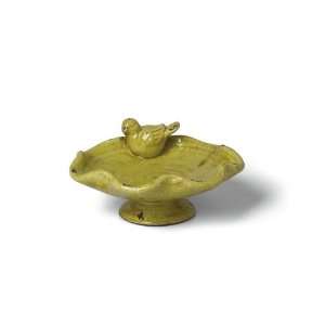 Foreside Ceramic Small Bird Bath Sculpture, Pear 