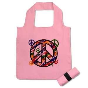  Reusable Shopping Grocery Bag Pink Peace Symbol Sign 
