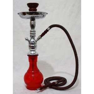 18 RED BUBBLE Hookah Shisha Pipe Set with Silver Metallic Stem and 57 