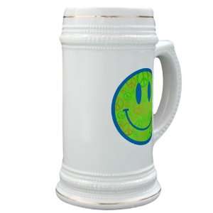  Stein (Glass Drink Mug Cup) Smiley Face With Peace Symbols 
