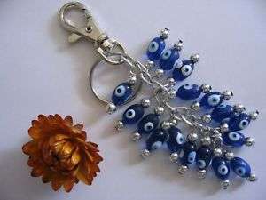 Evil eye protection key chain w beads kabbalah charm  