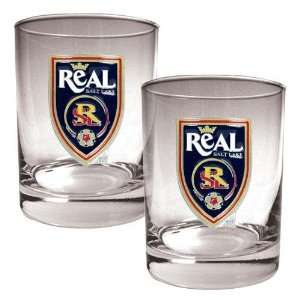 Real Salt Lake MLS 2pc Rocks Glass Set   Primary Team Logo  