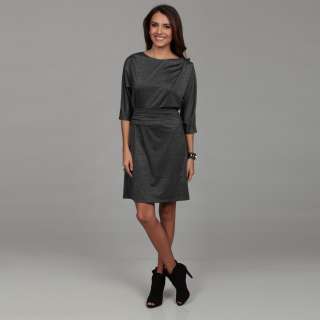 London Times Womens Black/ Grey Ruche Dress  