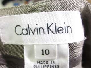 CALVIN KLEIN Brown Plaid Wool Cropped Pants Trousers 10  