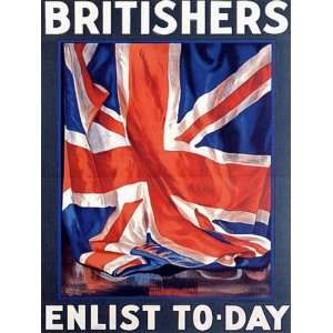  BRITISHERS ENGLAND ENLIST TODAY FLAG WAR 15 X 18 VINTAGE 