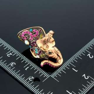 Arinna color elephant fuchsia nose Crystal finger Ring  