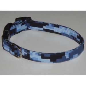  Blue Black Digital Camouflage Camo Dog Collar X Small 1/2 