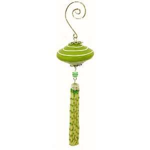 Striped Green Onion Shaped Christmas Ornament With Tassel  