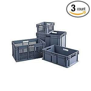 AKRO MILS Straight Wall Stacking Containers   Gray   Lot of 3  