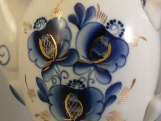 Russian Gzhel Porcelain Delft USSR Coffee Pot pitcher  