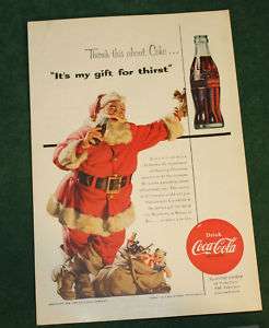 Vintage 1954 Coca Cola Coke Santa Christmas Ad Nat Geo  