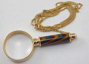 Handmade Dymondwood Necklace Magnifying Glass  