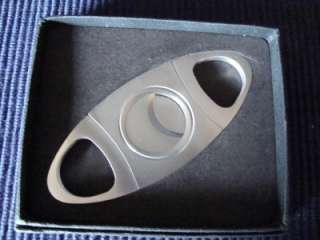 Double Guillotine Silver Cigar Cutter. Complete with gift box.  