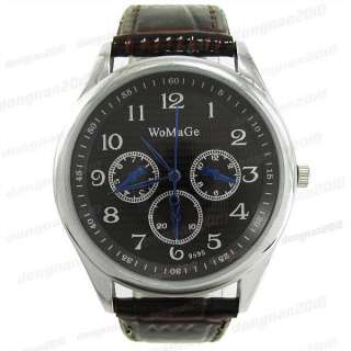 Leather Ladies Round Case Quartz Men Wrist Watch M440  