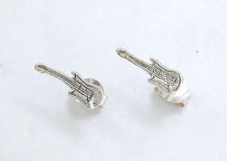 UNIQUE STERLING SILVER DETAILED GUITAR STUD EARRINGS  