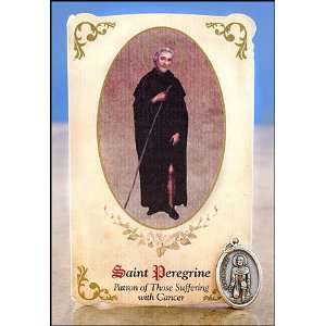  St Peregrine Healing Holy Card with Medal for Cancer 