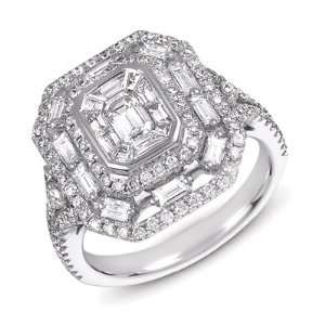  14K White Gold 1.74cttw Round Diamond Fashion Ring 