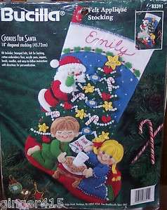   COOKIES FOR SANTA Felt Christmas Stocking Kit Completely Sterilized