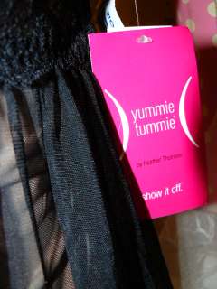 YUMMIE TUMMIE $118 Heavenly SHEER BLACK CHIFFON Lace SHAPING BABYDOLL 