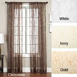 Angela Ribbon Embroidered 96 inch Curtain Panel  