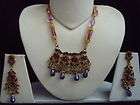 purple gold polki bollywood costume jewellery necklace earrings 