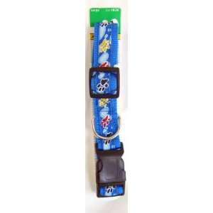   Dog Collar, Blue With Paw Prints, Large, Size 18 26