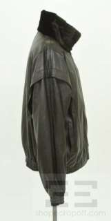 Designer Black Leather & Mink Fur Reversible Jacket Size XL  