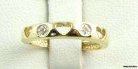 DIAMOND HEART BAND   Solid 10k Yellow Gold Estate Wedding Fashion Ring 