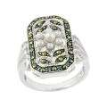 Sterling Silver, Mother of Pearl, & Marcasite Ring 