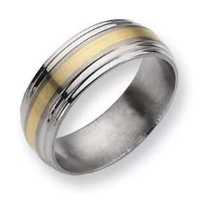  Titanium 14k Gold Inlay 8mm and Polished Band TB101 9 