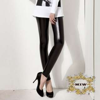 Sz S M L XL New Shiny Glossy Black Leather Look Fashion Skinny Pants 